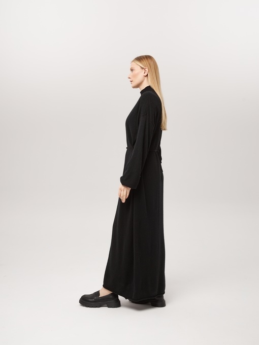 Платье длинное с кулиской черное LND2023-229-3068