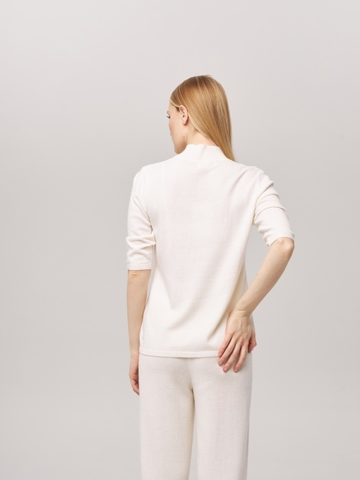 Джемпер с коротким рукавом и воротником белый L202308-3080