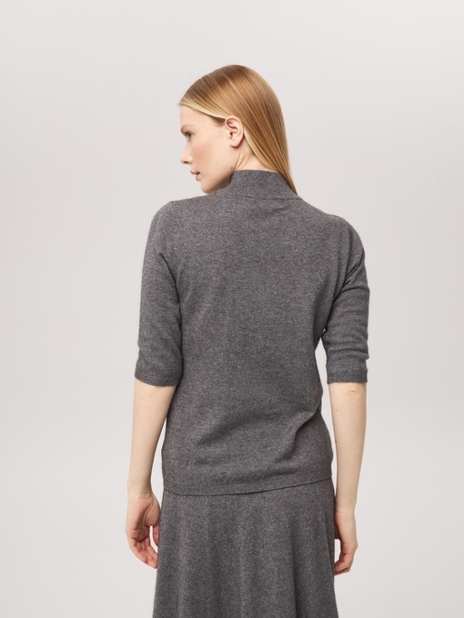 Джемпер с коротким рукавом и воротником графитовый L202308-3030