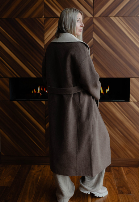 Пальто из кашемира кофейное LP007-3036