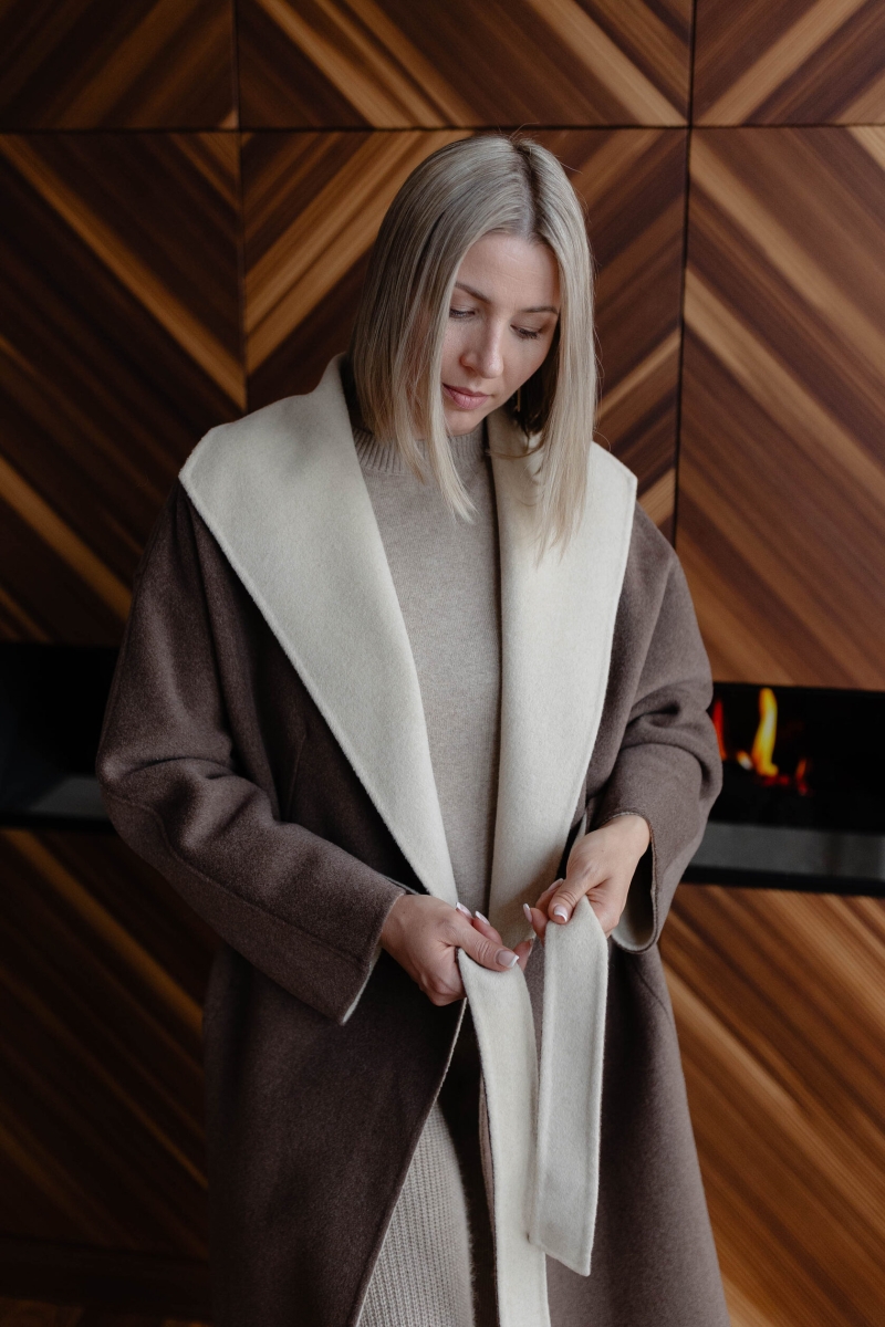 Пальто из кашемира кофейное LP007-3036