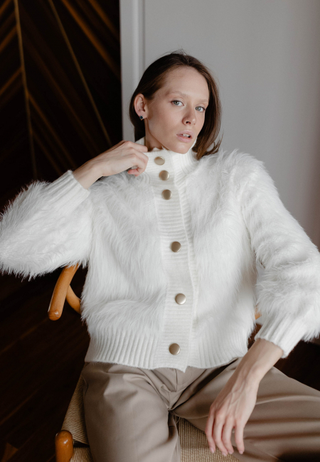 Кардиган на пуговицах белый 2273-white