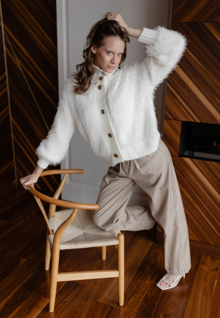 Кардиган на пуговицах белый 2273-white