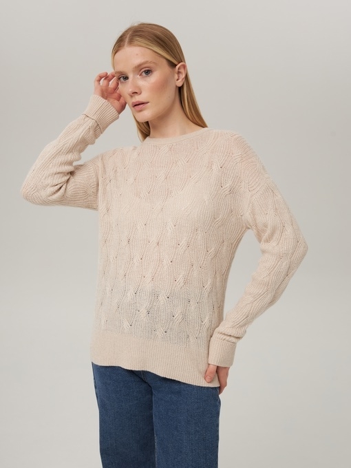Джемпер с косами светло-бежевый P-007-3034