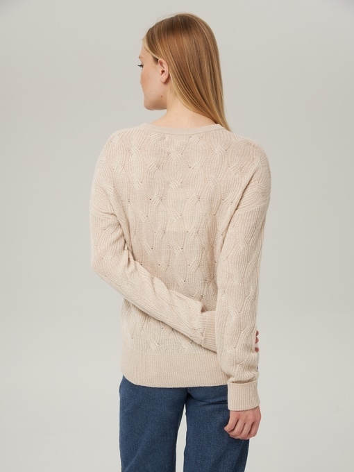 Джемпер с косами светло-бежевый P-007-3034