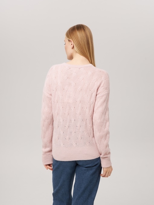 Джемпер с косами светло-розовый P-007-3039