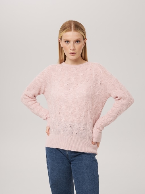Джемпер с косами светло-розовый P-007-3039