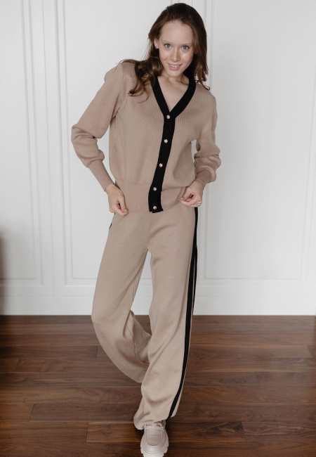 Костюм брюки и кардиган бежевый 2191-beige