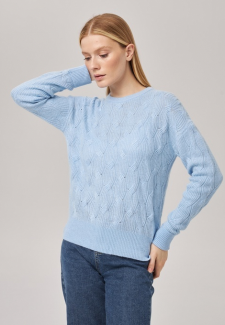 Джемпер с косами голубой P-007-3093
