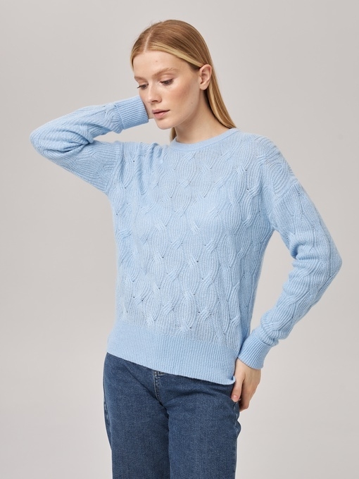 Джемпер с косами голубой P-007-3093
