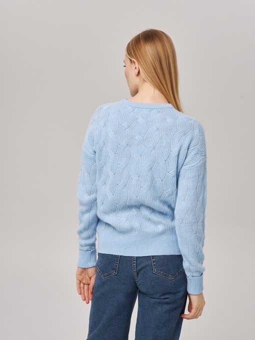 Джемпер с косами голубой P-007-3093