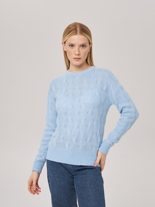 Джемпер с косами голубой P-007-3093