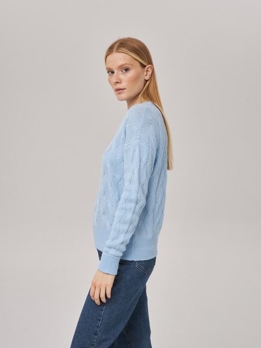 Джемпер с косами голубой P-007-3093