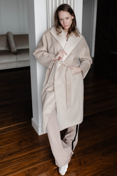 Пальто из кашемира светло-бежевое LP007-3034