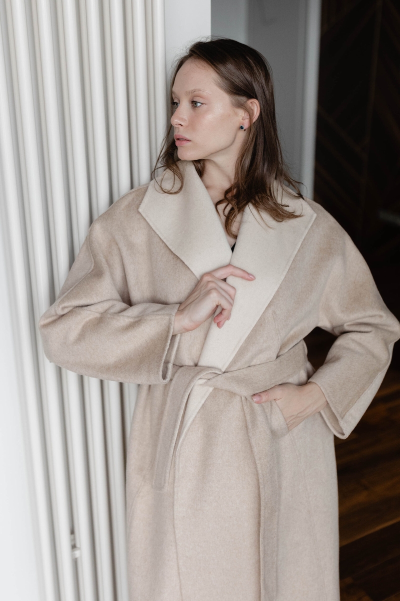 Пальто из кашемира светло-бежевое LP007-3034