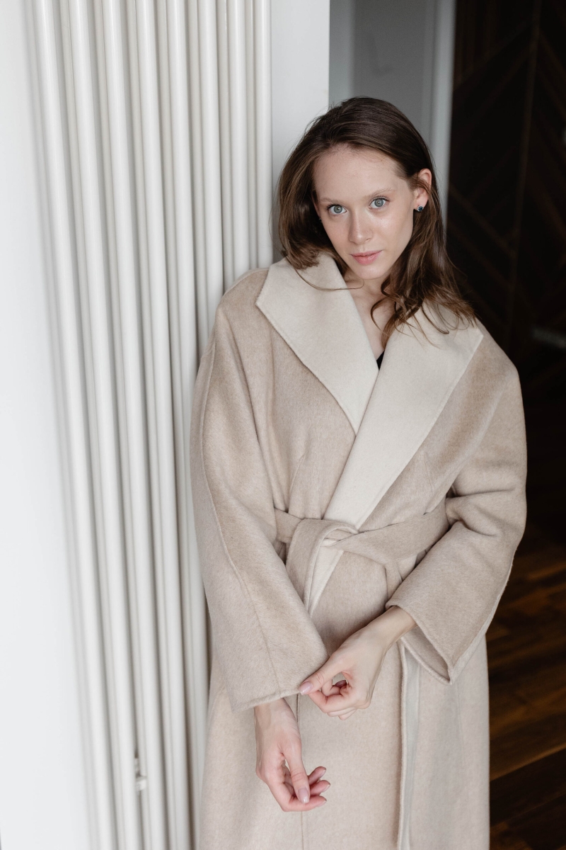 Пальто из кашемира светло-бежевое LP007-3034