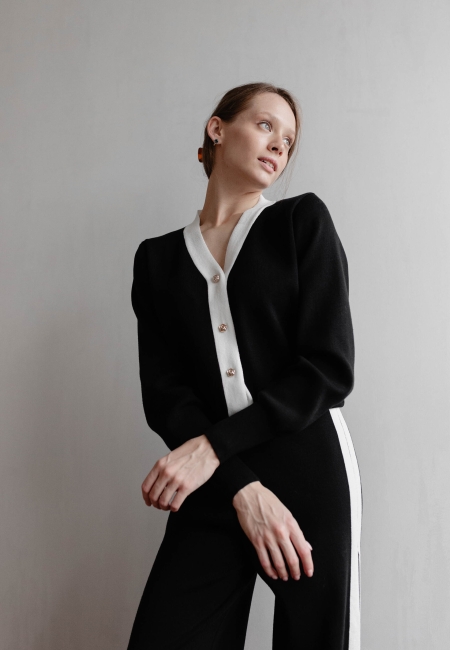 Костюм брюки и кардиган черный 2191-black