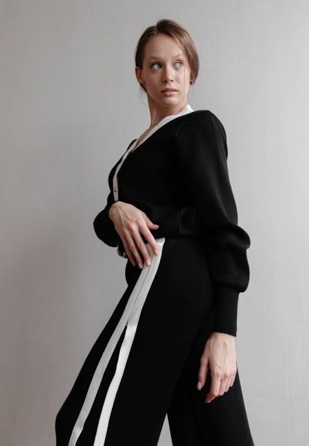 Костюм брюки и кардиган черный 2191-black