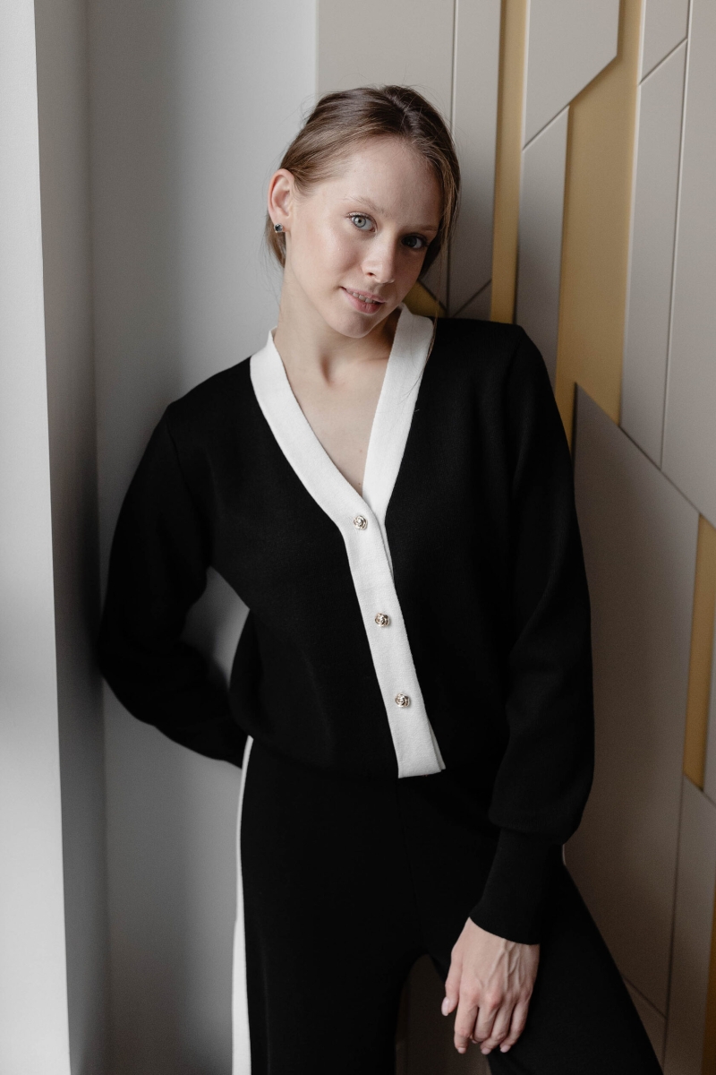 Костюм брюки и кардиган черный 2191-black