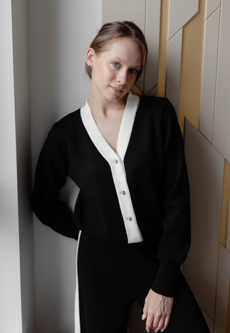 Костюм брюки и кардиган черный 2191-black