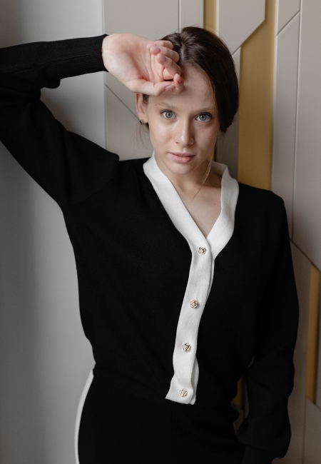 Костюм брюки и кардиган черный 2191-black