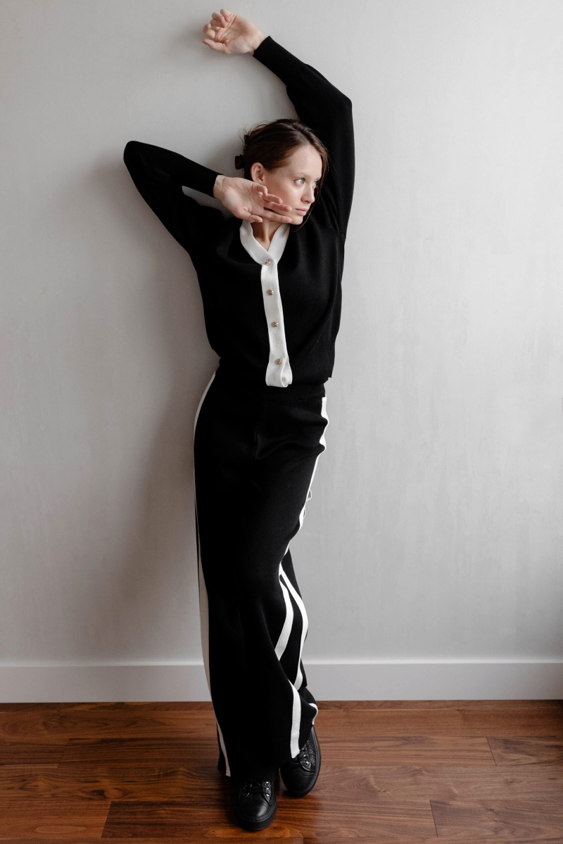 Костюм брюки и кардиган черный 2191-black