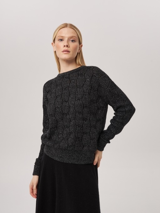 Джемпер с косами графитовый P-007-3030