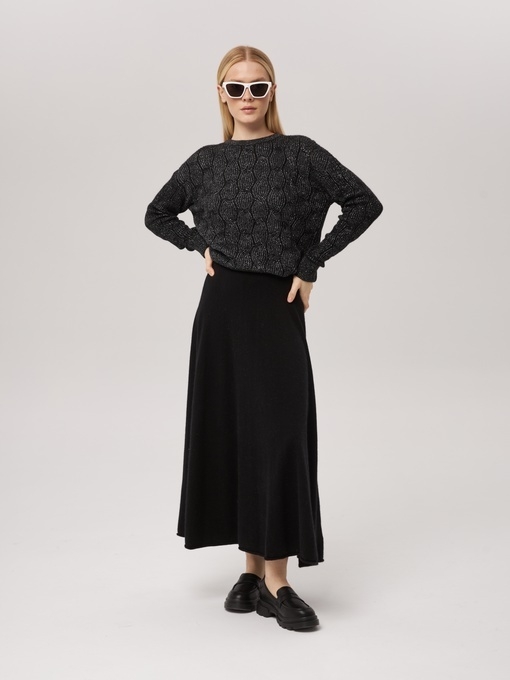 Джемпер с косами графитовый P-007-3030