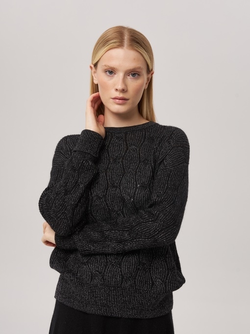 Джемпер с косами графитовый P-007-3030