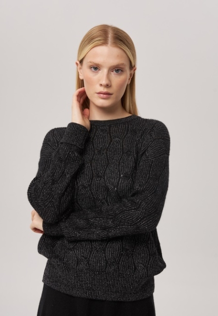 Джемпер с косами графитовый P-007-3030