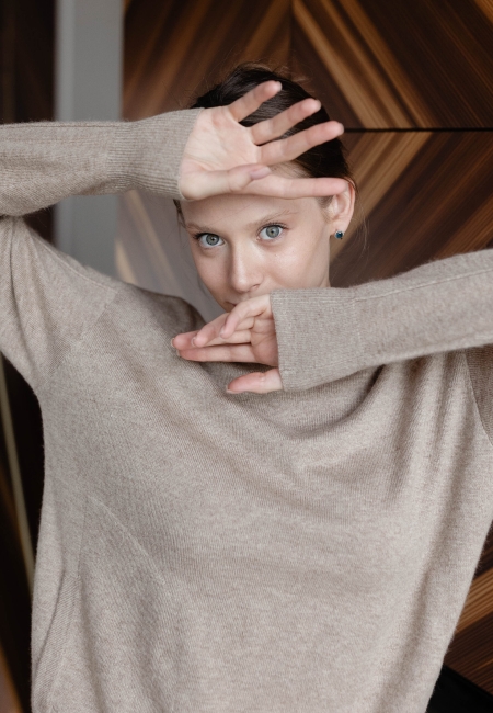 Костюм из кашемира бежевый L202317-3023