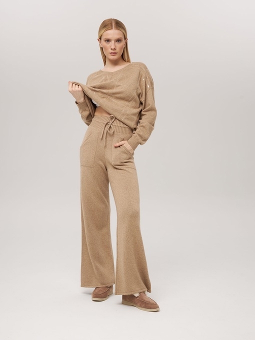 Джемпер с V-образным вырезом грибной P-008-3092