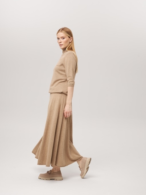 Юбка из кашемира бежевая P-001-3023