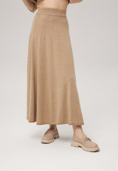 Юбка из кашемира бежевая P-001-3023